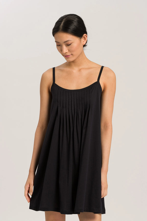 HANRO Juliet Pleated Cotton Babydoll - Black