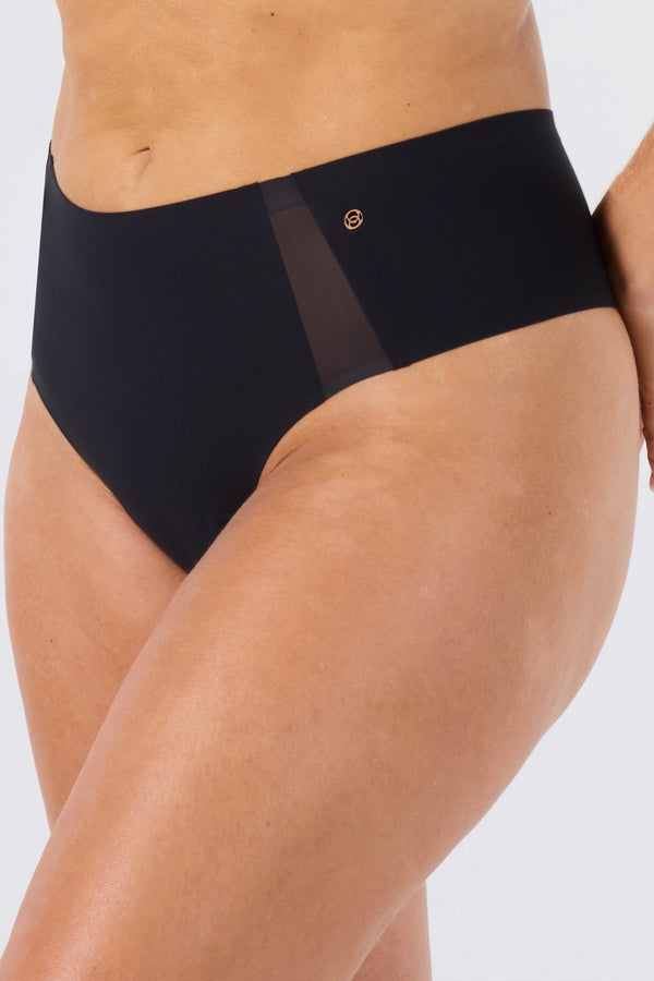 Evelyn & Bobbie Hi-Waist Thong (Mesh) - Black